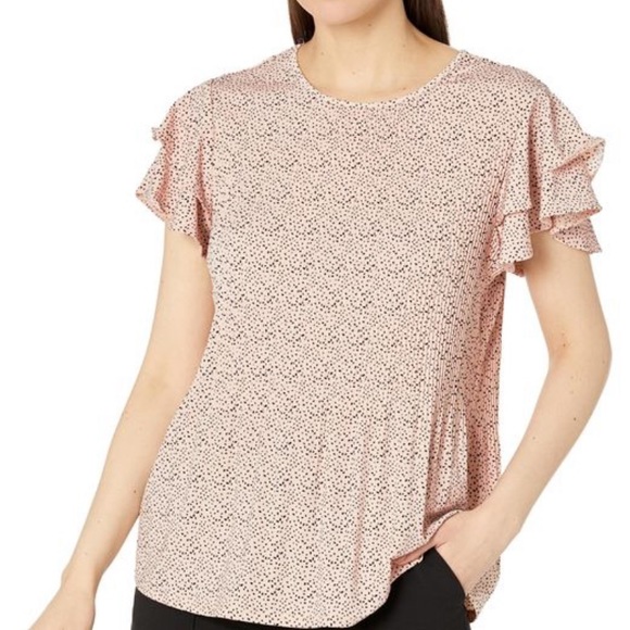 Adrianna Papell Tops - Adrianna Papell Women's Pink Pleated Knit Double Sleeve Top XL NWOT